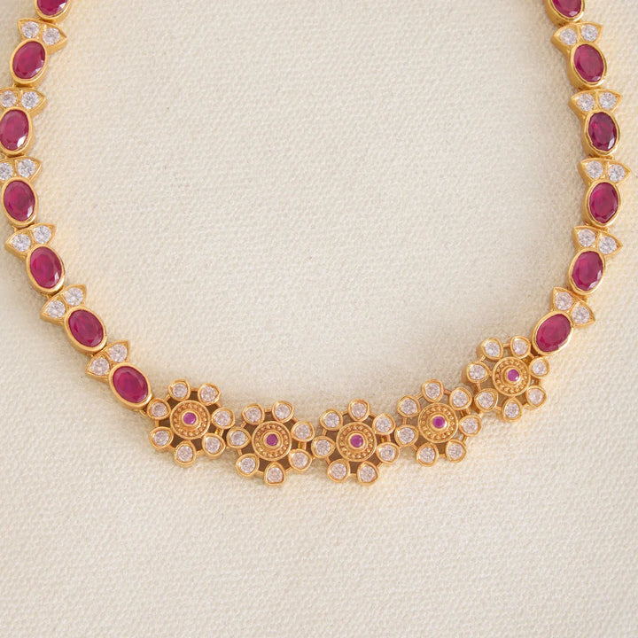 Pure 92.5 Silver, Gold Plated Suhani Phool Short Necklace