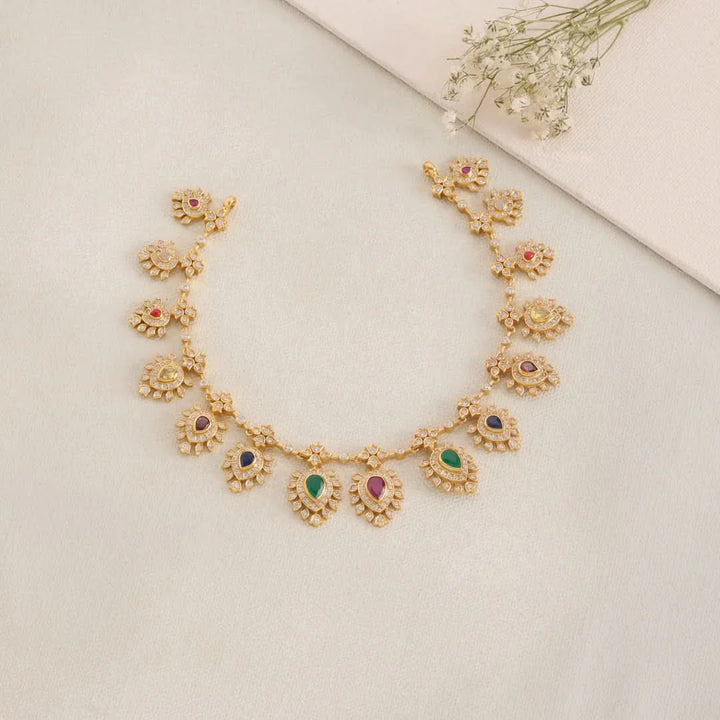 Pure 92.5 Silver, Gold Plated Aruni Pear Short Necklace