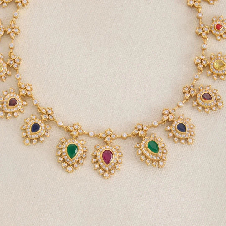 Pure 92.5 Silver, Gold Plated Aruni Pear Short Necklace