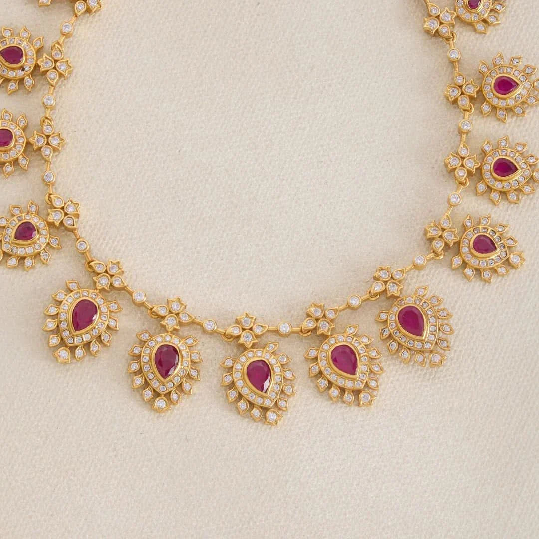 Pure 92.5 Silver, Gold Plated Aruni Pear Short Necklace