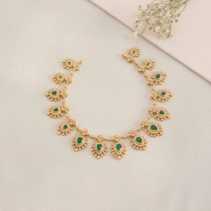 Pure 92.5 Silver, Gold Plated Aruni Pear Short Necklace