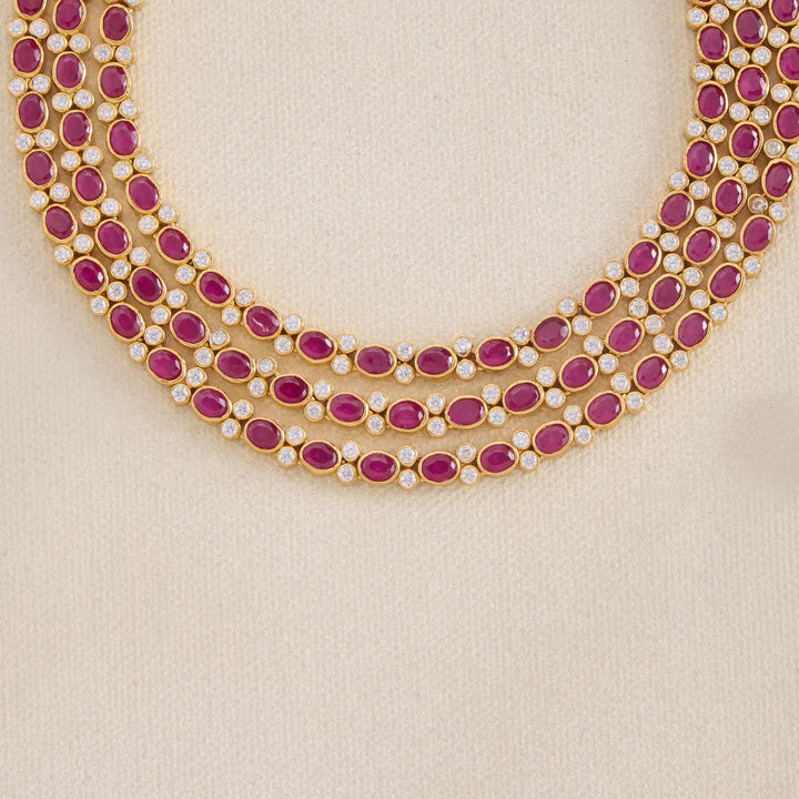 Stunning 92.5 Silver, Gold Plated Bhagyashree Triple Strand Short Necklace