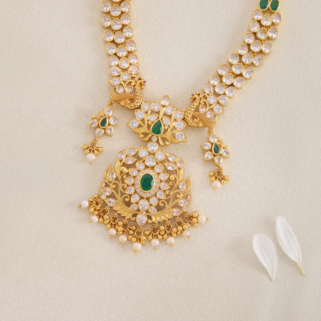 Pure 92.5 Silver, Gold Plated Taru Glitter Short Necklace