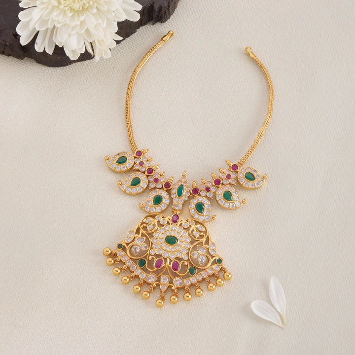 Pure 92.5 Silver, Gold Plated Nayra Mango Short Necklace