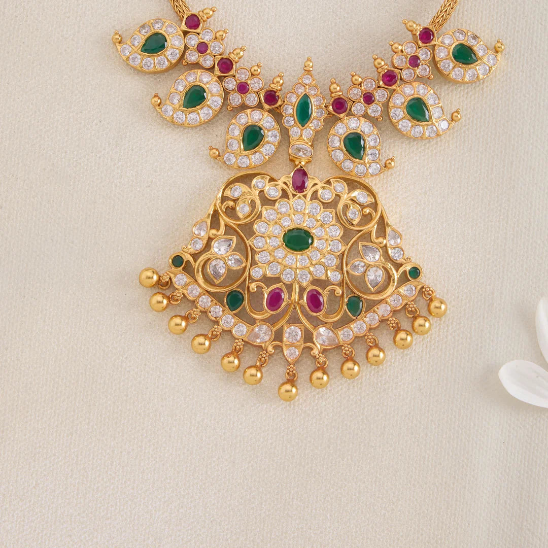 Pure 92.5 Silver, Gold Plated Nayra Mango Short Necklace