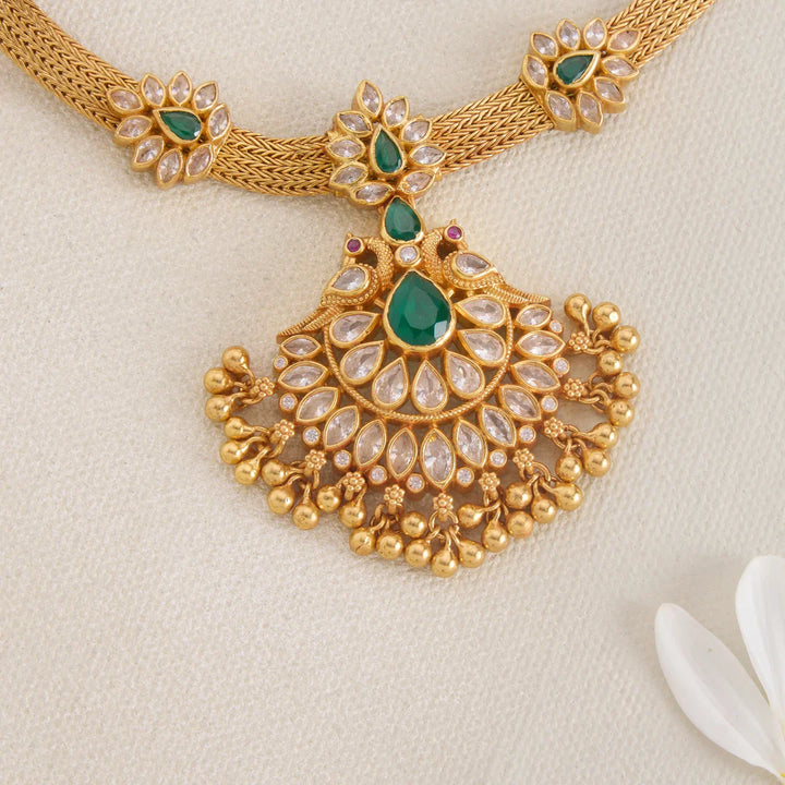 Pure 92.5 Silver, Gold Plated Aarika Stone Short Necklace