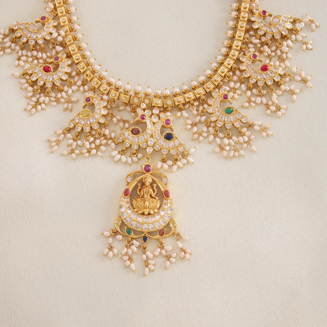 Pure 92.5 Silver, Gold Plated Vrishti Gutta Pasalu Set
