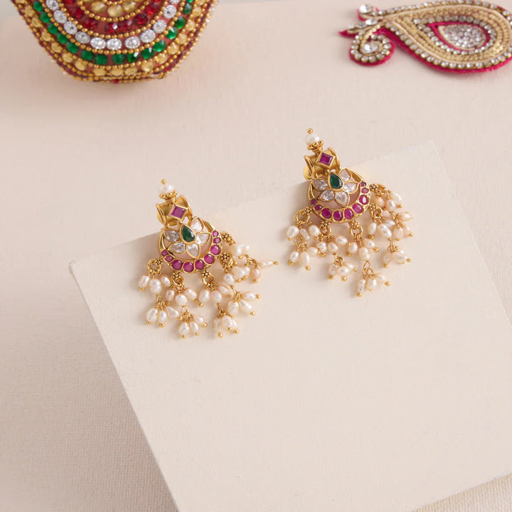 Pure 92.5 Silver, Gold Plated Mahira GuttaPusalu Necklace Set