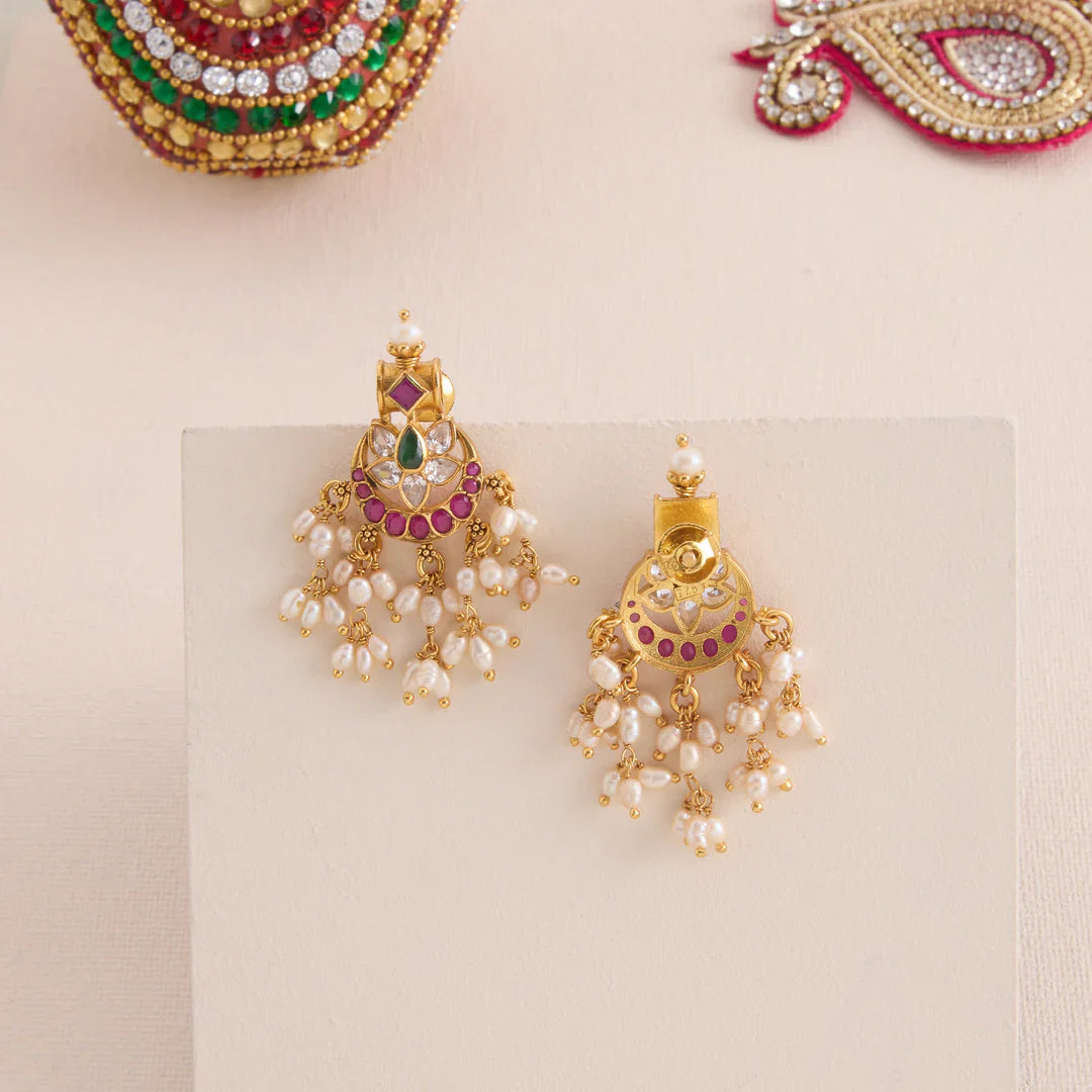 Pure 92.5 Silver, Gold Plated Mahira GuttaPusalu Necklace Set