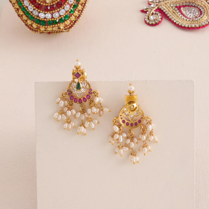 Pure 92.5 Silver, Gold Plated Mahira GuttaPusalu Necklace Set