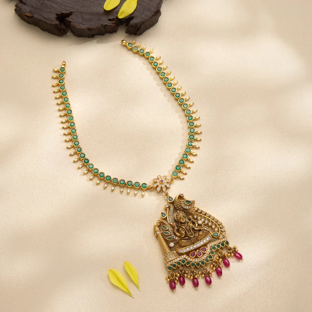 Pure 92.5 Silver, Gold Plated Sarini Lakshmi Short Necklace