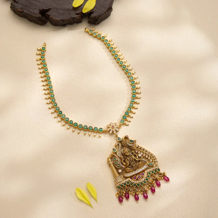 Pure 92.5 Silver, Gold Plated Sarini Lakshmi Short Necklace