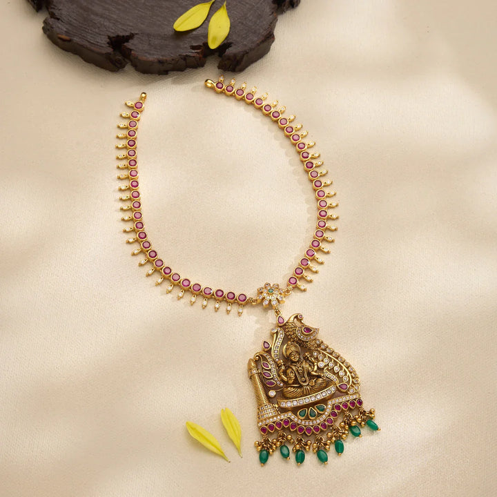 Pure 92.5 Silver, Gold Plated Sarini Lakshmi Short Necklace