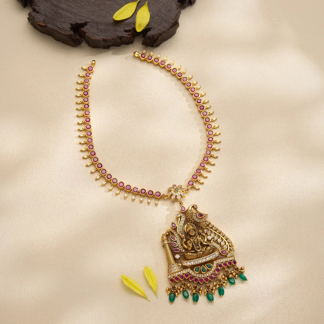 Pure 92.5 Silver, Gold Plated Sarini Lakshmi Short Necklace