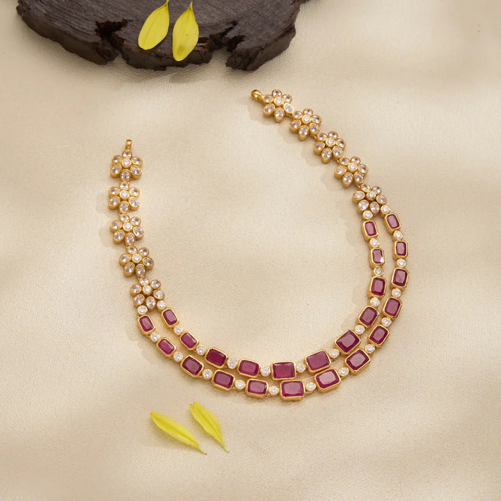 Pure 92.5 Silver, Gold Plated Eshna Twin Necklace