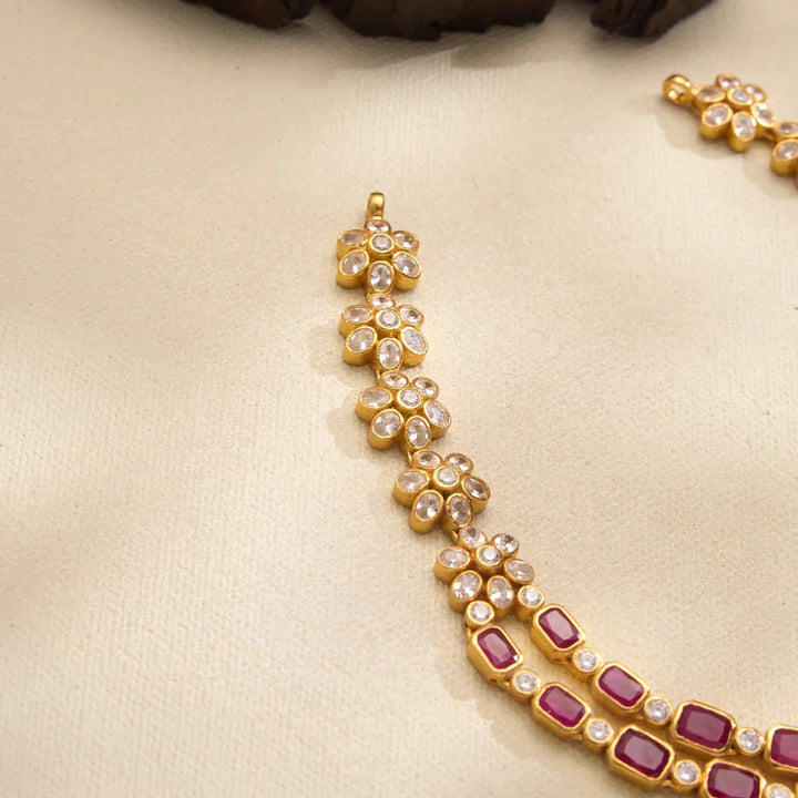 Pure 92.5 Silver, Gold Plated Eshna Twin Necklace