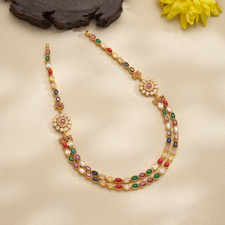 Pure 92.5 Silver, Gold Plated Vastra Short Necklace