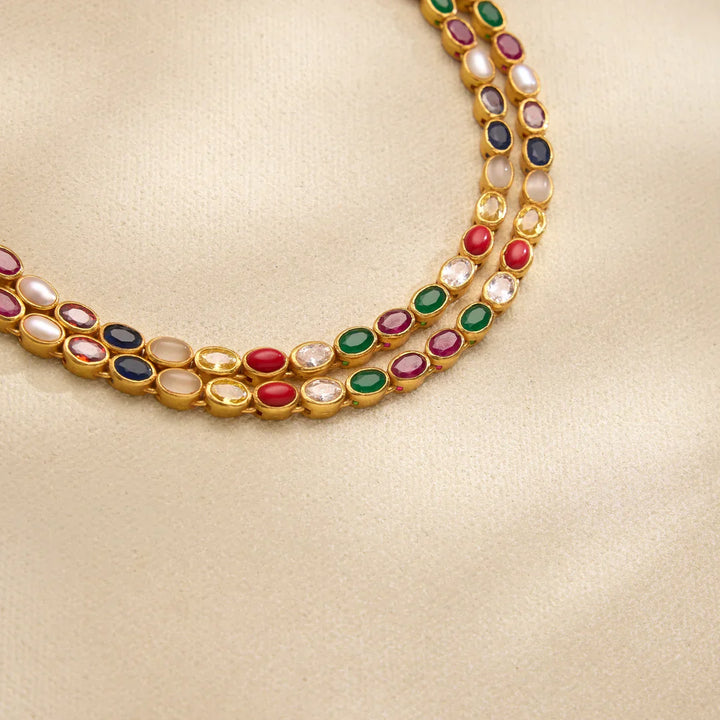 Pure 92.5 Silver, Gold Plated Vastra Short Necklace