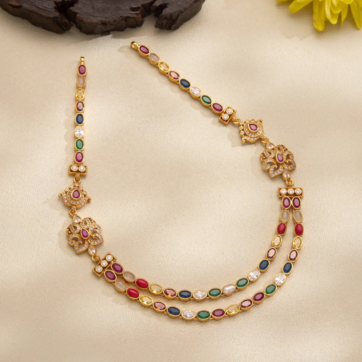 Pure 92.5 Silver, Gold Plated Amaira Two Short Necklace