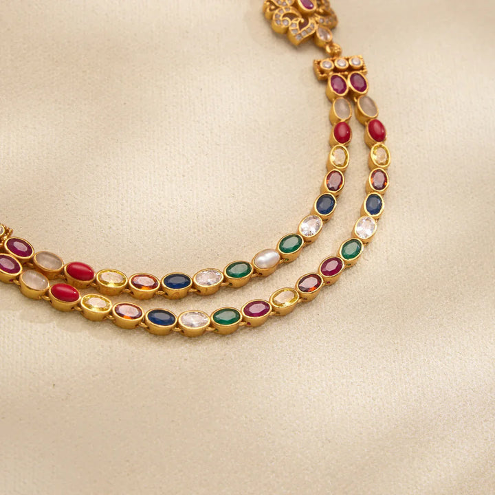 Pure 92.5 Silver, Gold Plated Amaira Two Short Necklace