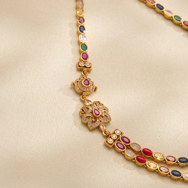 Pure 92.5 Silver, Gold Plated Amaira Two Short Necklace