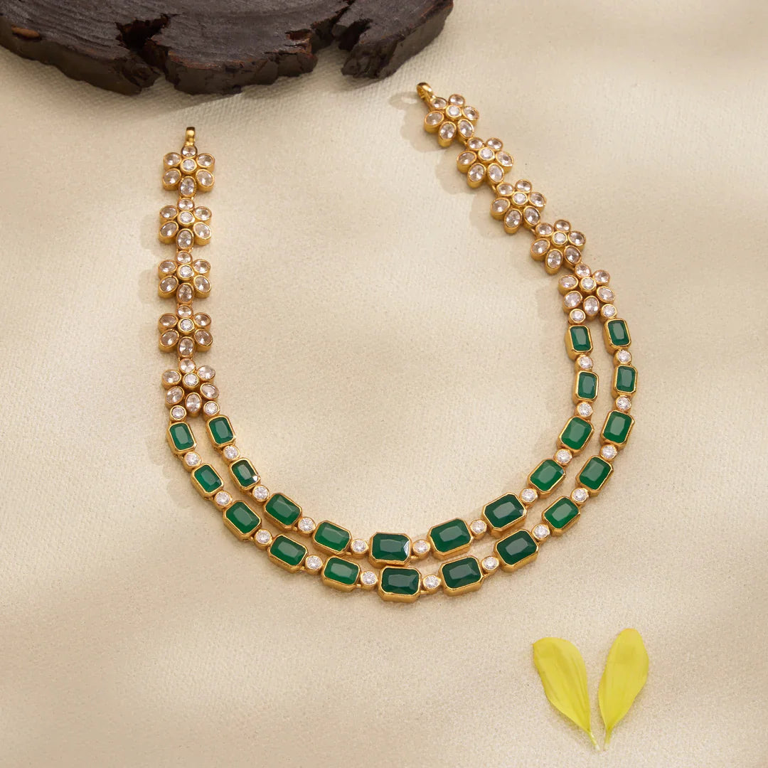 Pure 92.5 Silver, Gold Plated Eshna Twin Necklace