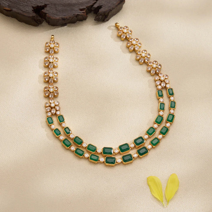 Pure 92.5 Silver, Gold Plated Eshna Twin Necklace