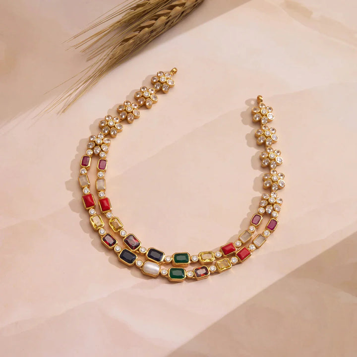 Pure 92.5 Silver, Gold Plated Eshna Twin Necklace