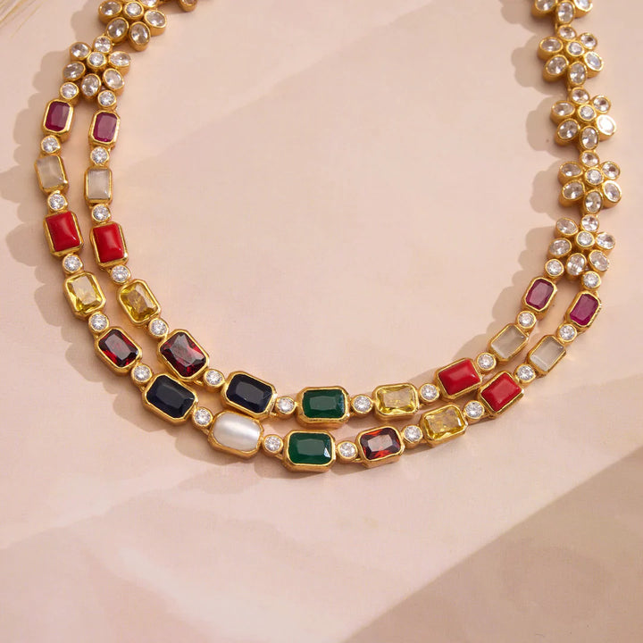 Pure 92.5 Silver, Gold Plated Eshna Twin Necklace