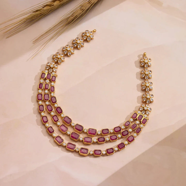 Pure 92.5 Silver, Gold Plated Svara Ladi Short Necklace