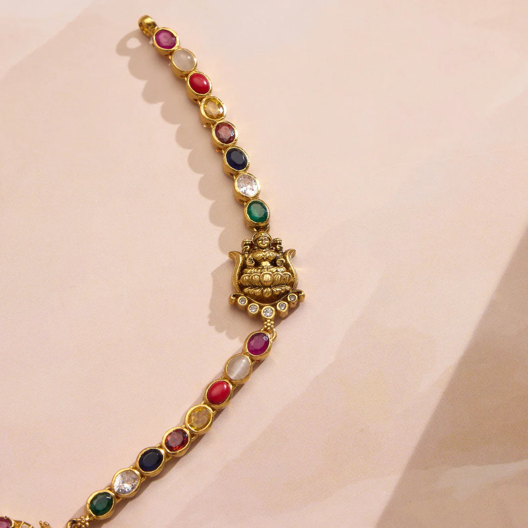 Pure 92.5 Silver, Gold Plated Keya Lakshmi Necklace