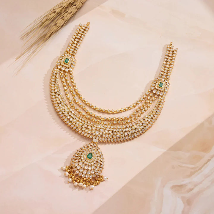 Pure 92.5 Silver, Gold Plated Devaani Three Layer Necklace