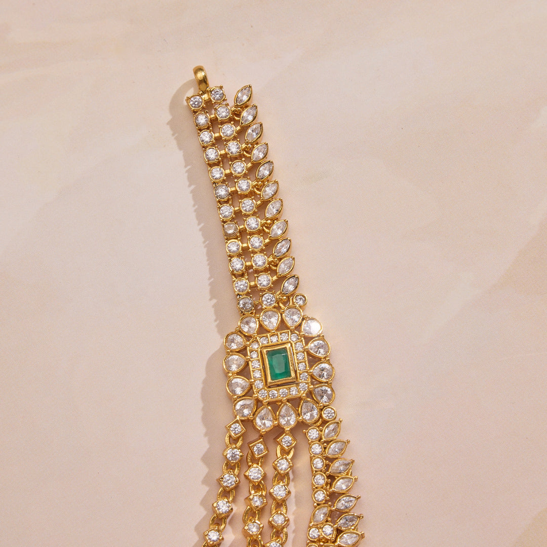 Pure 92.5 Silver, Gold Plated Devaani Three Layer Necklace