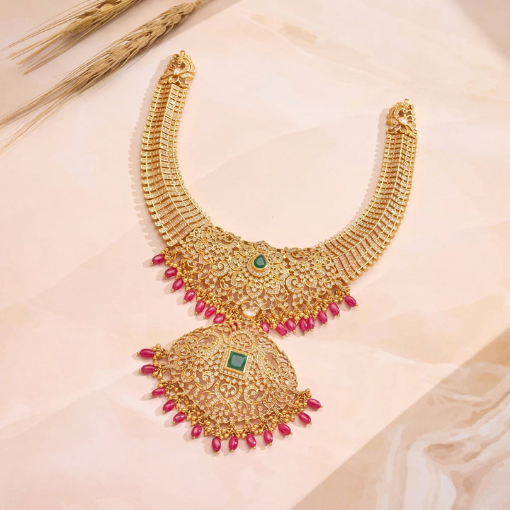 92.5 Silver, 24kt Gold Polish Iravya Short Necklace | SHOBITAM