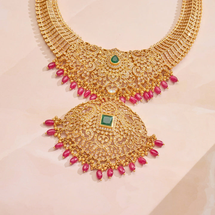 92.5 Silver, 24kt Gold Polish Iravya Short Necklace | SHOBITAM