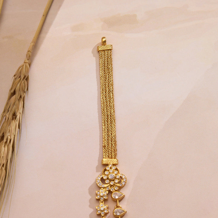 Pure 92.5 Silver, Gold Plated Prana Two Layer Short Necklace