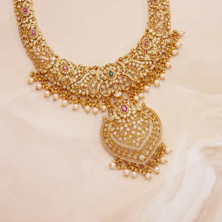 Pure 92.5 Silver, Gold Plated Saanra Pear Haaram