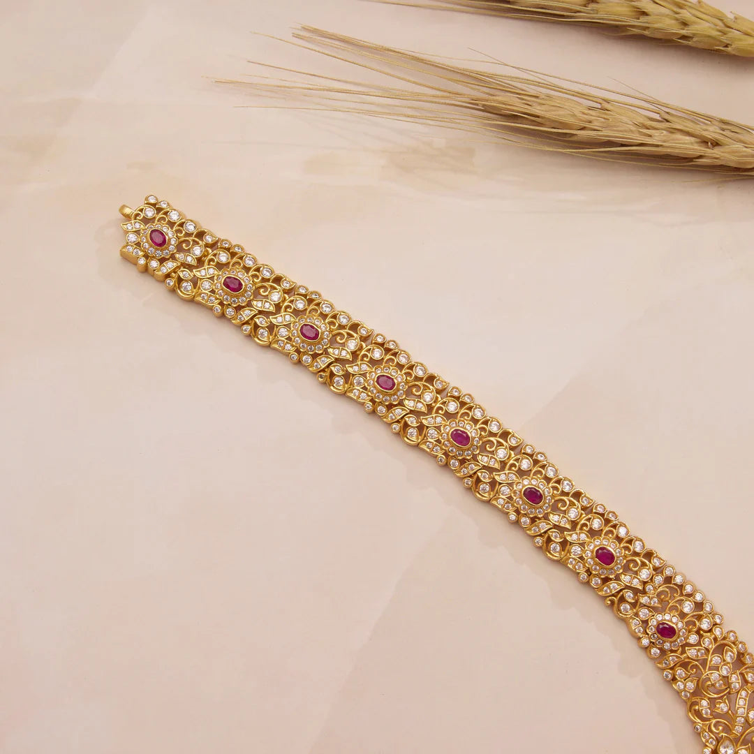 Pure 92.5 Silver, Gold Plated Saanra Pear Haaram