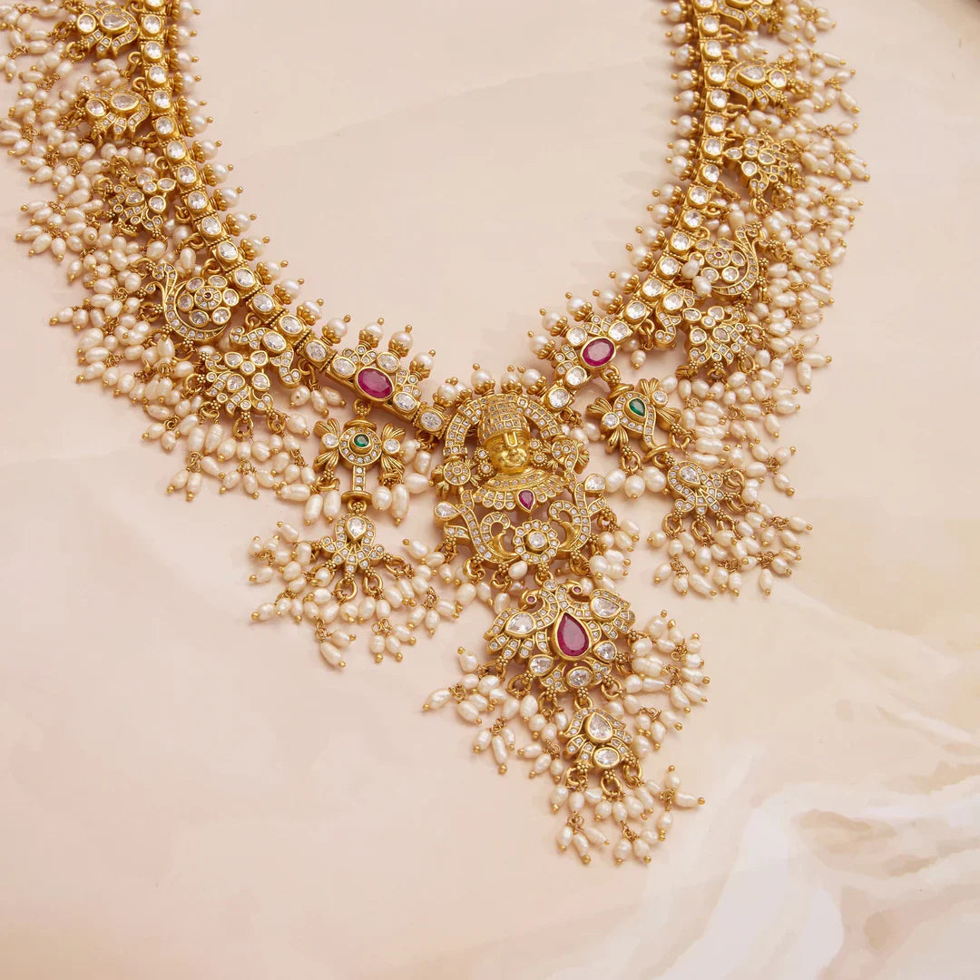 Pure 92.5 Silver, Gold Plated Arvya Pasalu Haaram Set