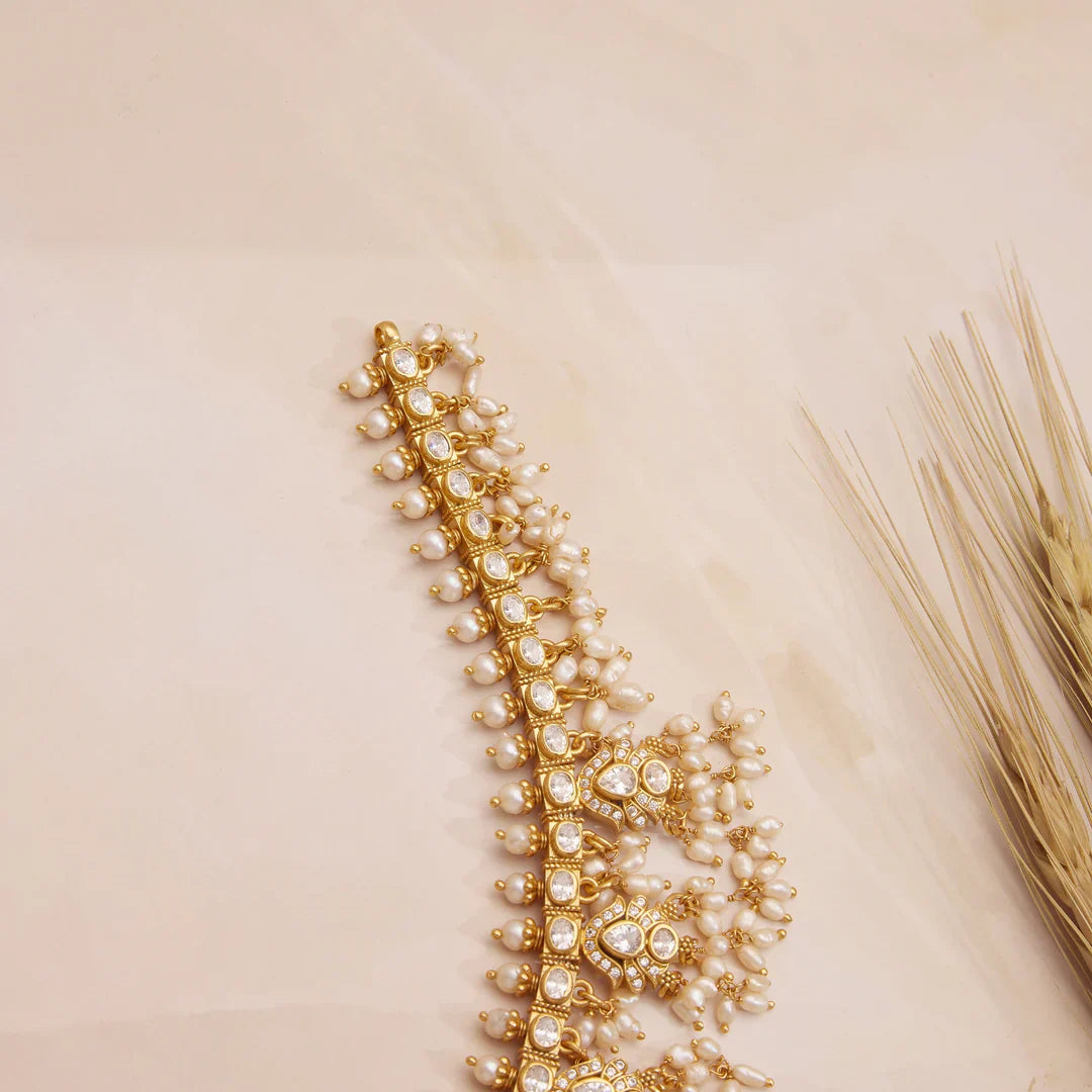 Pure 92.5 Silver, Gold Plated Arvya Pasalu Haaram Set