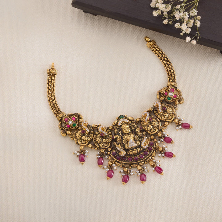 92.5 Silver, 24kt Gold Polish Ambarika Short Necklace  | SHOBITAM