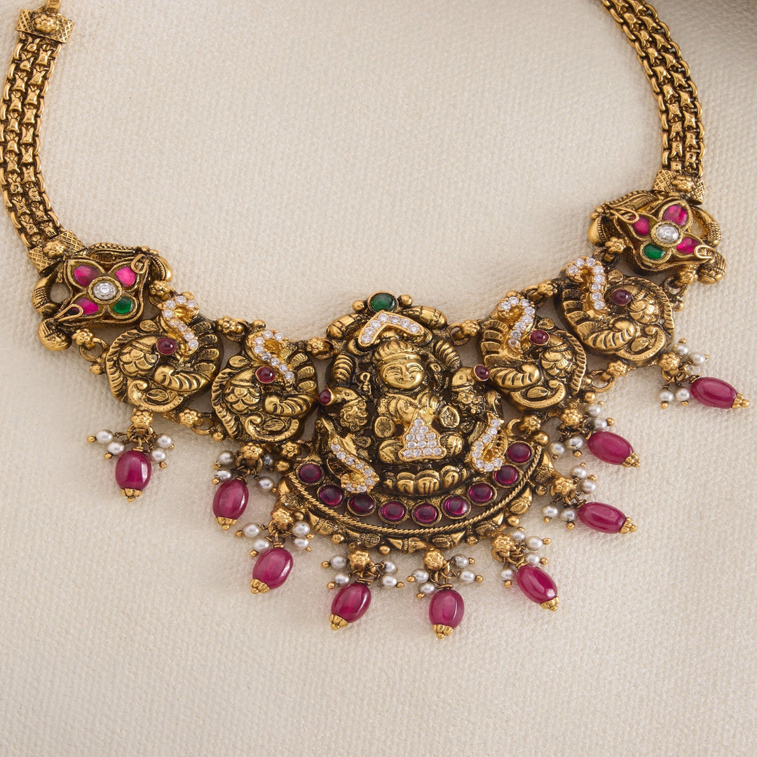 92.5 Silver, 24kt Gold Polish Ambarika Short Necklace  | SHOBITAM