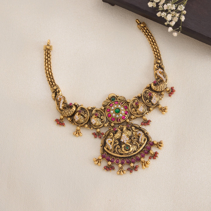 92.5 Silver, 24kt Gold Polish Madhubala Short Necklace | SHOBITAM