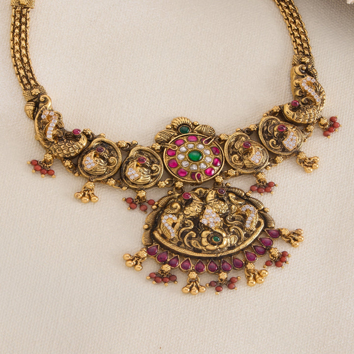 92.5 Silver, 24kt Gold Polish Madhubala Short Necklace | SHOBITAM