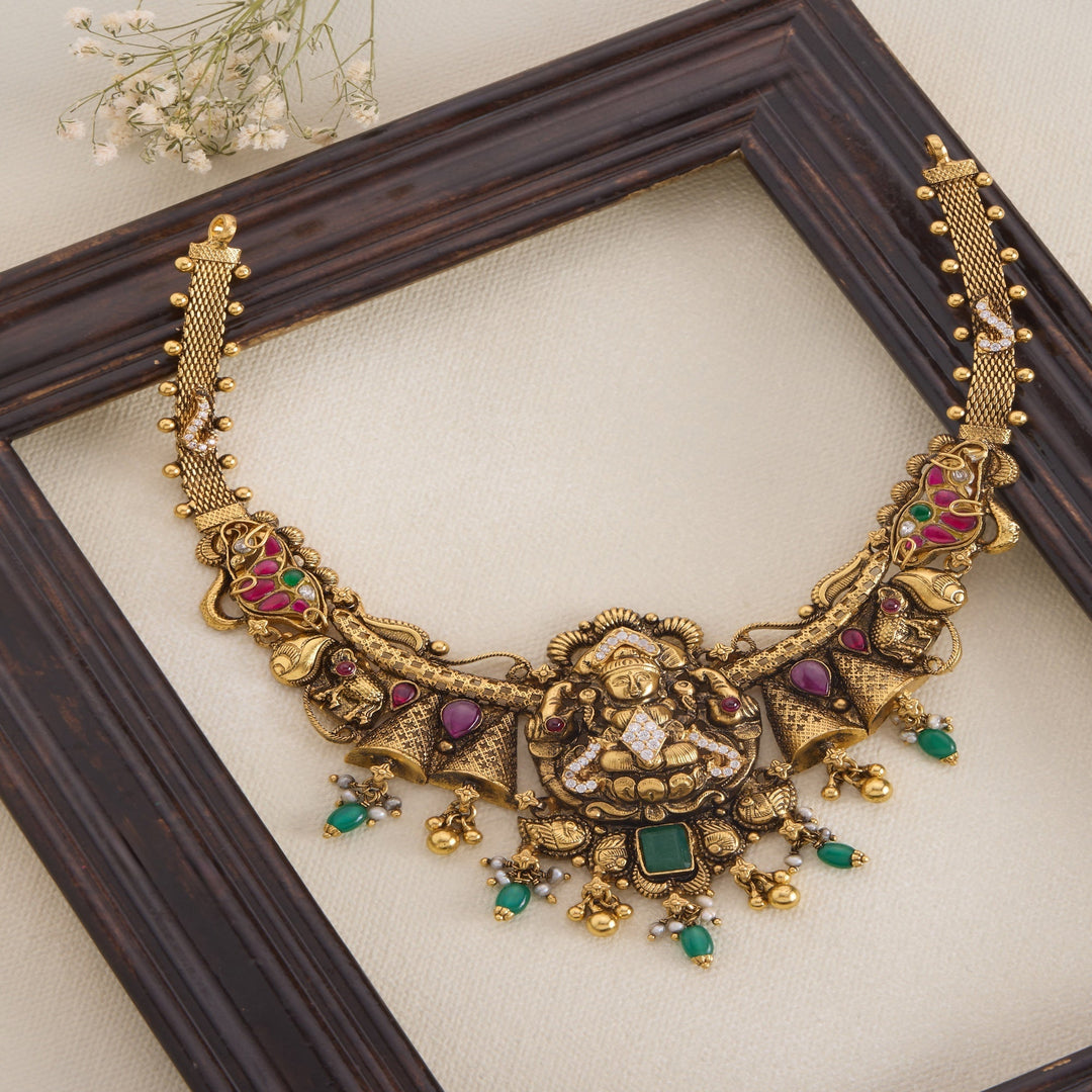 92.5 Silver, 24kt Gold Polish Srilasya Short Necklace  | SHOBITAM