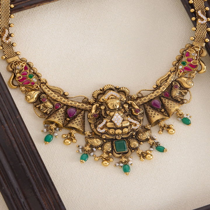 92.5 Silver, 24kt Gold Polish Srilasya Short Necklace  | SHOBITAM