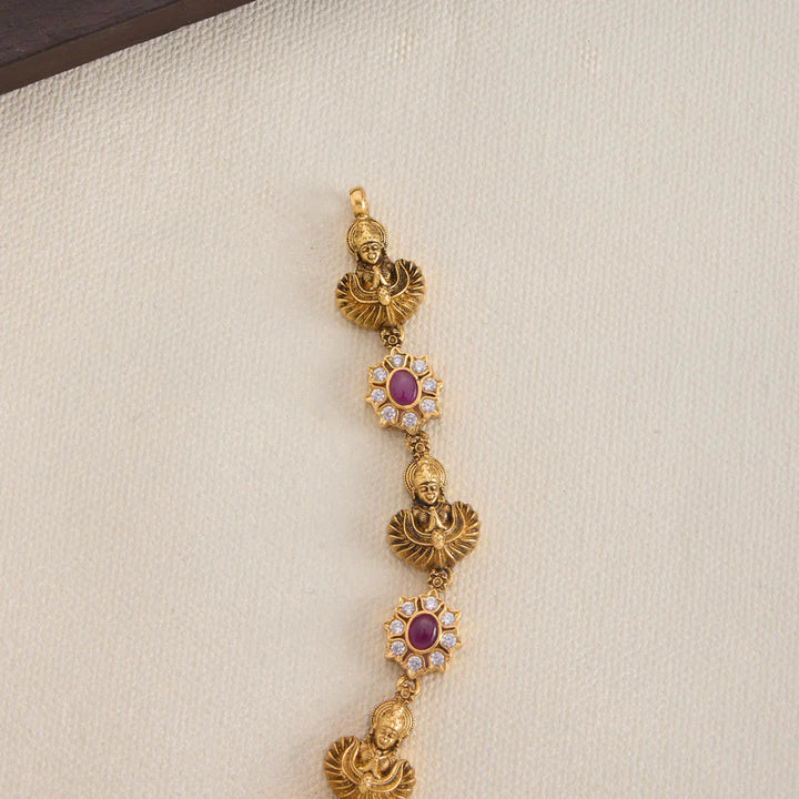 Pure 92.5 Silver, Gold Plated Deviya Manik Short Necklace