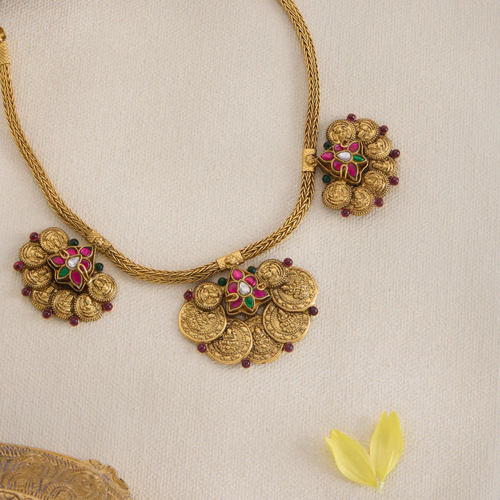 Pure 92.5 Silver, Gold Plated Sri Sundari Kasau Necklace