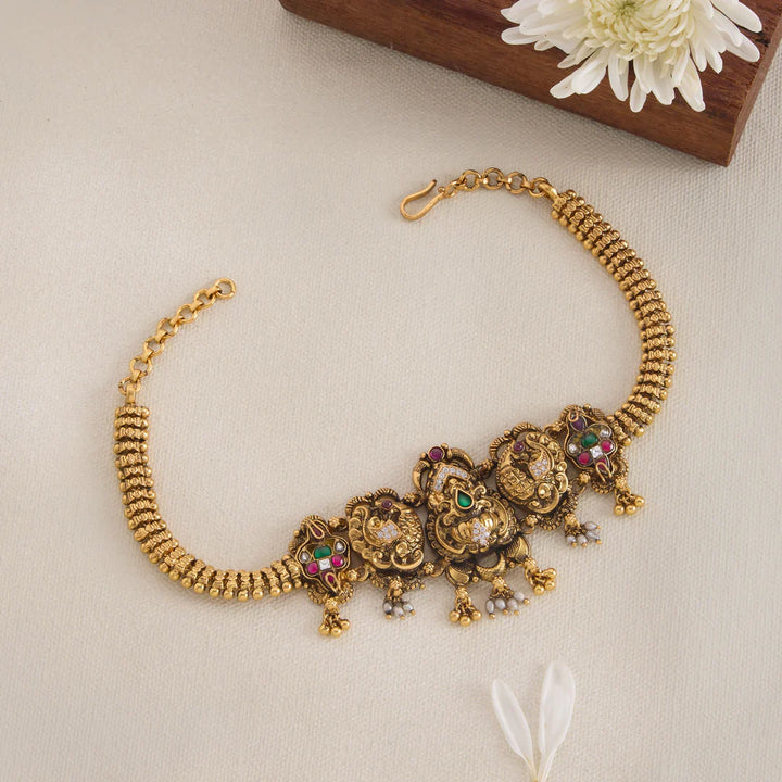 Pure 92.5 Silver, Gold Plated Neel Kamala Choker