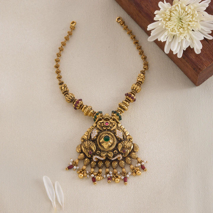 Pure 92.5 Silver, Gold Plated Plume Leaf Necklace